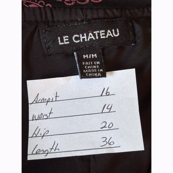 Le Château Pink Black Floral Jacquard Fit & Flare Dress M Baroque Parisian Chic - Picture 2 of 12